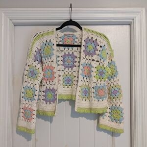 Alice + Olivia Anderson Cropped Crocheted Cardigan Sz S
